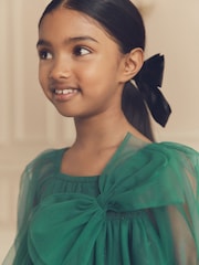 Green Bow Detail Sparkle Mesh Dress (3-16yrs) - Image 5 of 9
