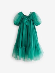 Green Bow Detail Sparkle Mesh Dress (3-16yrs) - Image 6 of 9