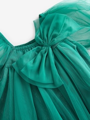Green Bow Detail Sparkle Mesh Dress (3-16yrs) - Image 8 of 9