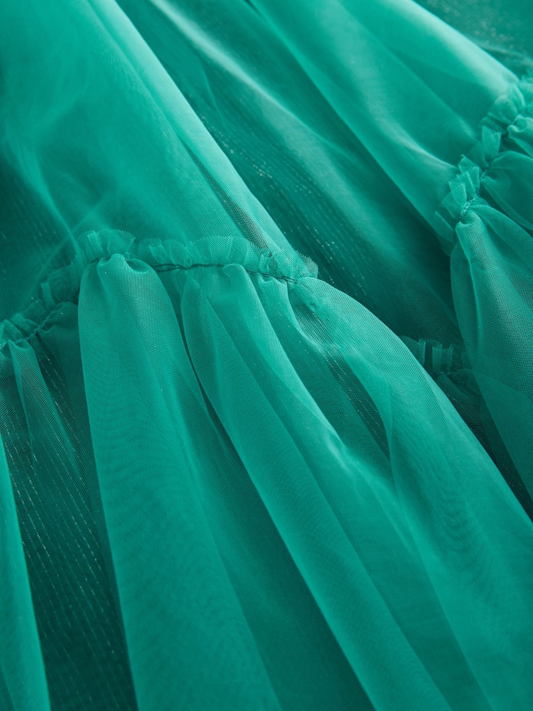 Grün - Bow Detail Sparkle Mesh Dress (3-16yrs) - Bild 9 von 9 Grün - Bow Detail Sparkle Mesh Dress (3-16yrs) - Bild 9 von 9