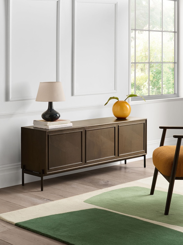 Jasper Conran London Dark Oak Aden Wide Up to 50 Inch TV Unit - Image 1 of 8