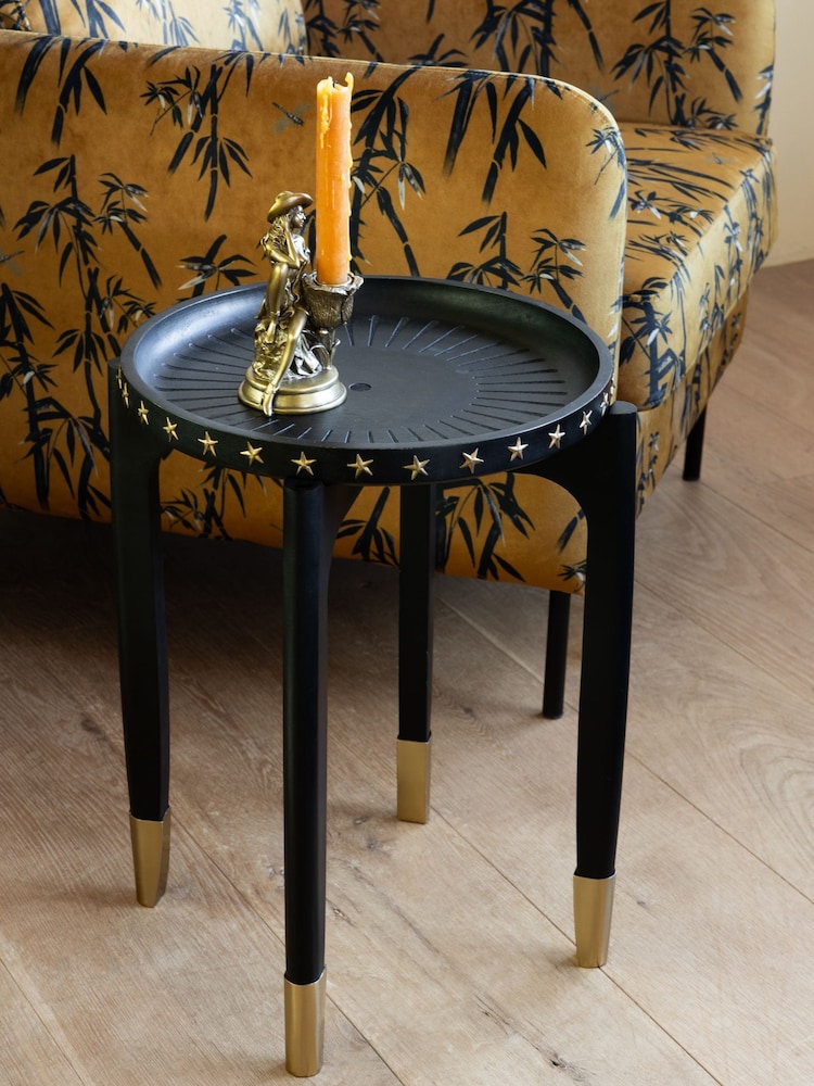 Rockett St George Black Mango Wood Studded Side Table - Image 1 of 5