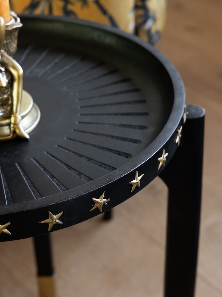 Rockett St George Black Mango Wood Studded Side Table - Image 2 of 5