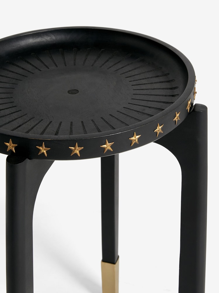 Rockett St George Black Mango Wood Studded Side Table - Image 5 of 5