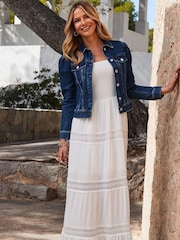 Sosandar Blue Puff Sleeve Denim Jacket - Image 2 of 5