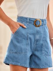 Sosandar Relaxed Fit Denim Shorts With Belt - Bild 5 von 6