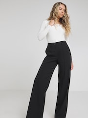 Simply Be Black Wide Leg Workwear Trousers - Image 1 of 5