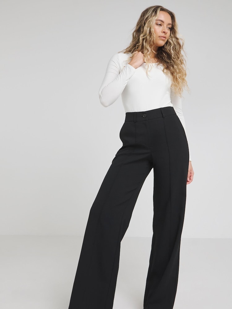 Simply Be Black Wide Leg Workwear Trousers - Image 1 of 5