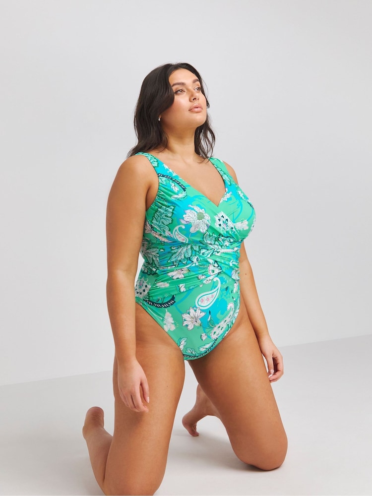 Simply Be Blue Longer Length Magisculpt Illusion Swimsuit - Image 3 of 4
