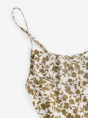 Khaki Green Ruffle Midi Slip Summer Dress - Image 6 of 7