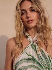 Ecru White Halter Backless Maxi Dress - Image 7 of 9