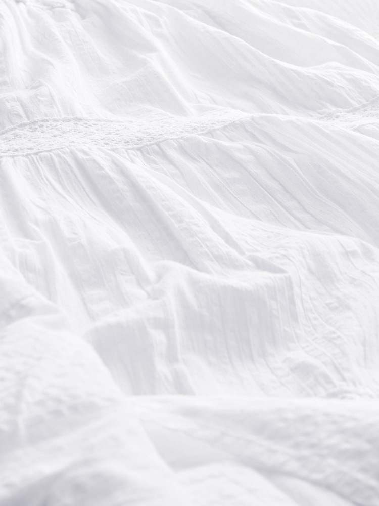 White 100% Cotton Texured Maxi Summer Dress - Image 5 of 6