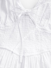 White 100% Cotton Texured Maxi Summer Dress - Image 6 of 6