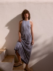 Blue Striped Jersey Midi Dress - Image 1 of 11