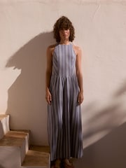 Blue Striped Jersey Midi Dress - Image 2 of 11