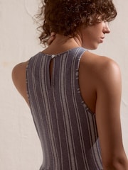 Blue Striped Jersey Midi Dress - Image 7 of 11