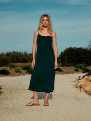 Emerald Green Jersey Midi Slip Dress - Image 1 of 9
