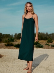 Emerald Green Jersey Midi Slip Dress - Image 2 of 9