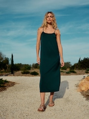 Emerald Green Jersey Midi Slip Dress - Image 4 of 9