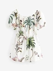 Blanco crudo - Off Shoulder Summer 100% Cotton Playsuit - Imagen 8 de 10