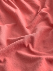 Coral Pink Shirred One Shoulder 100% Cotton Midi Dress - Image 6 of 7