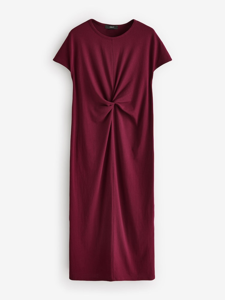 Plum Purple Twist Short Sleeved T-Shirt Summer Dress - Image 7 of 9