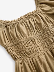 Khaki Green Puff Sleeve Midi Dress - Image 7 of 8