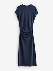 Navy Blue Midi T-Shirt Summer Dress Containing TENCEL™? Lyocell - Image 7 of 9