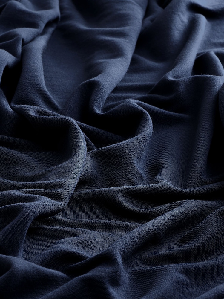 Navy Blue Midi T-Shirt Summer Dress Containing TENCEL™? Lyocell - Image 8 of 9