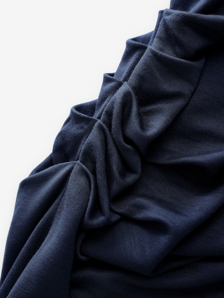 Navy Blue Midi T-Shirt Summer Dress Containing TENCEL™? Lyocell - Image 9 of 9