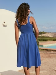 Cobalt Blue Jersey Midi Summer Dress - Image 2 of 9