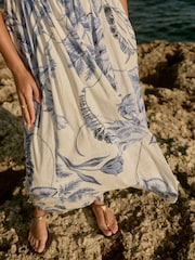 White/Blue Midi Summer Dress - Image 7 of 10