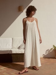 White Textured Jersey Maxi Dress - Image 1 of 8