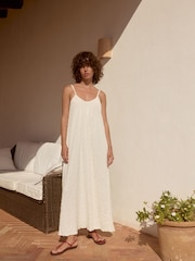 White Textured Jersey Maxi Dress - Image 2 of 8