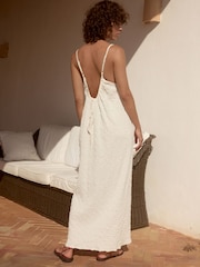 White Textured Jersey Maxi Dress - Image 3 of 8