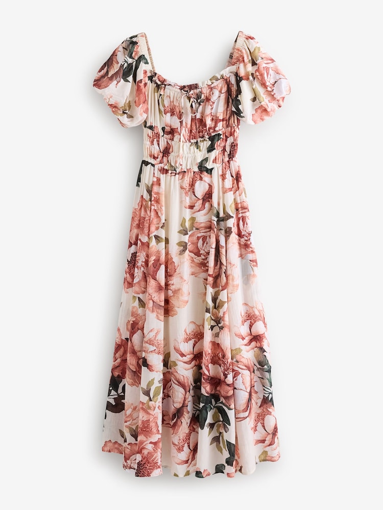 Pink Puff Sleeve Midi Dress - Image 6 of 8
