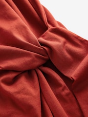 Rust Brown One Shoulder Summer Midi Dress - Image 7 of 8