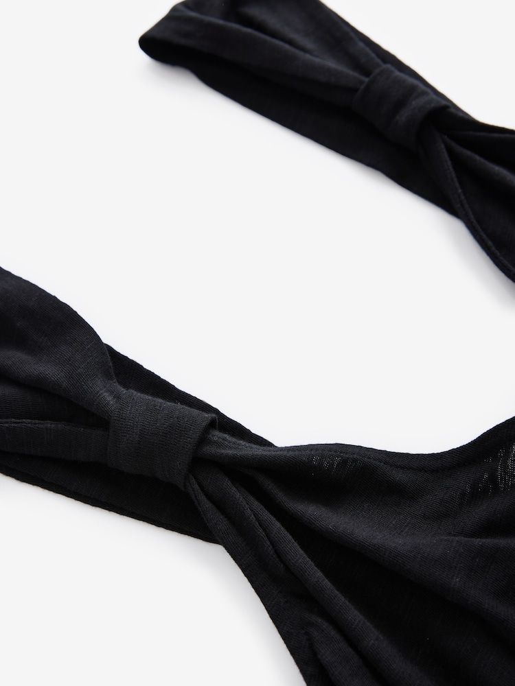 Black Jersey Wide Leg V-Neck Jumpsuit - Image 7 of 8