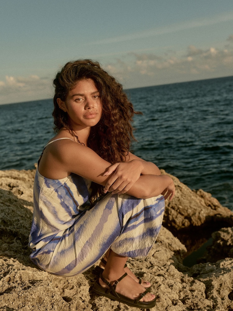 Buy Blue Tie Dye Midi Slip Summer Dress from Next USA