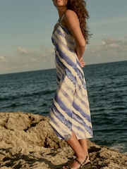 Blue Tie Dye Midi Slip Summer Dress - Image 5 of 11