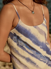 Blue Tie Dye Midi Slip Summer Dress - Image 6 of 11