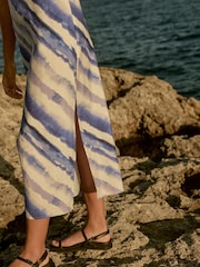 Blue Tie Dye Midi Slip Summer Dress - Image 7 of 11