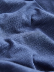 Blue 100% Cotton Jersey Wide Leg V-Neck Jumpsuit - Image 9 of 9