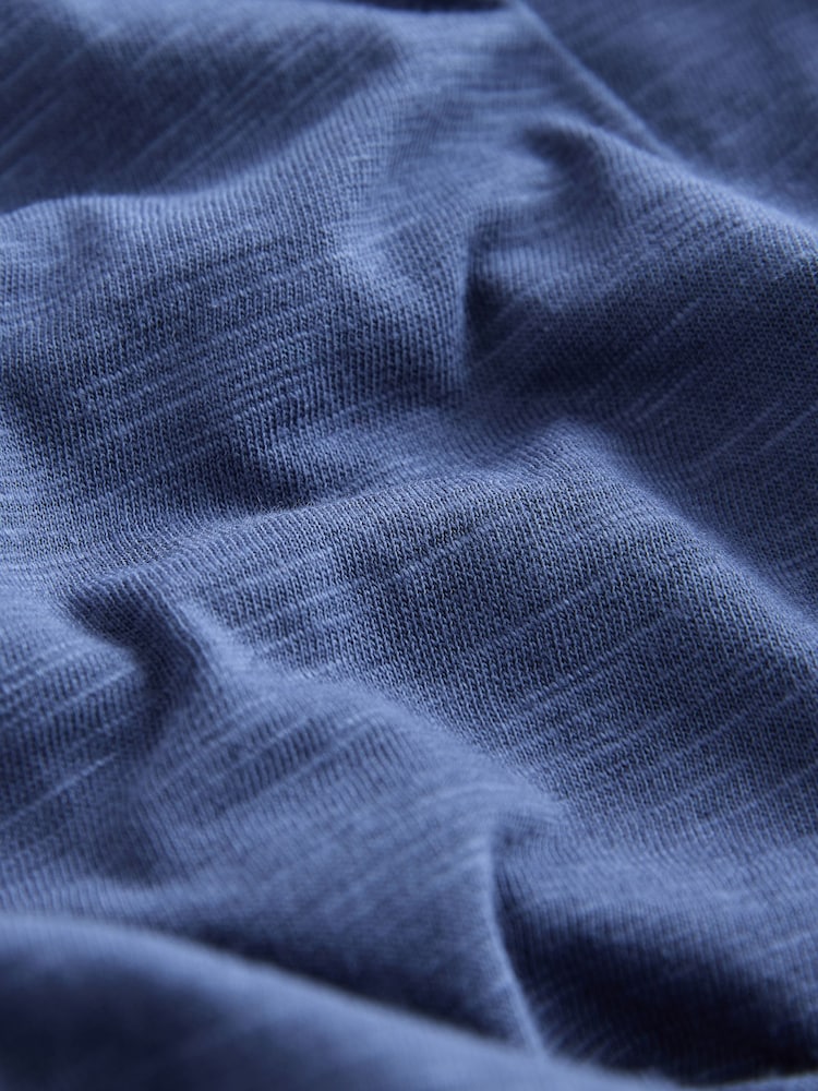 Blue 100% Cotton Jersey Wide Leg V-Neck Jumpsuit - Image 9 of 9