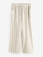 Green/Ecru 100% Cotton Striped Wide Leg Trousers - Image 7 of 9