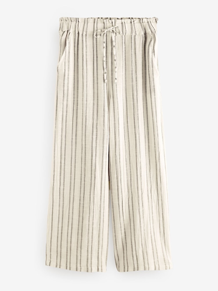 Vert/Ecru - Pantalon ample à rayures 100% coton - Image 7 of 9