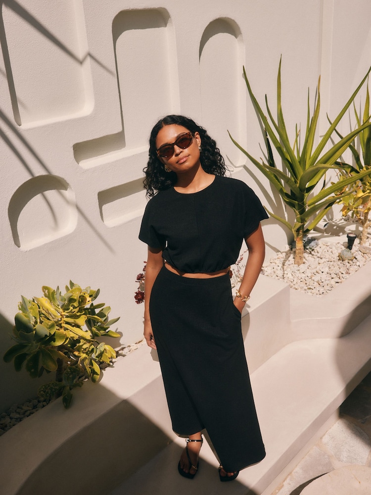 Negro - Textured Jersey Short Sleeve Top - Imagen 2 de 6 Negro - Textured Jersey Short Sleeve Top - Imagen 2 de 6