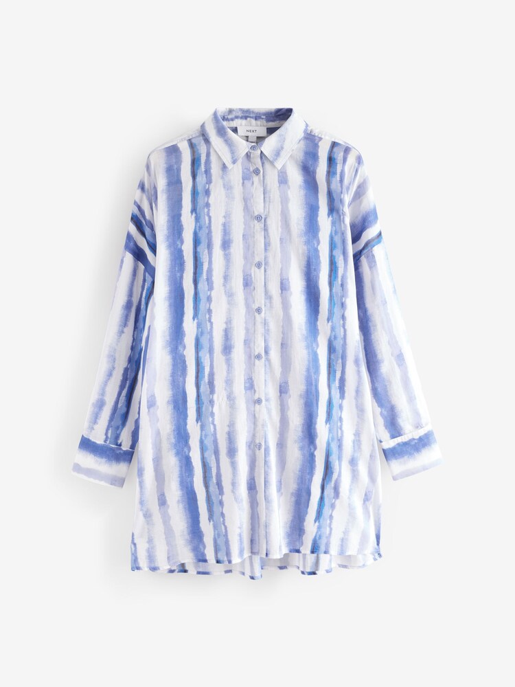 Blue Tie Dye Beach Shirt Cover-Up - Image 7 of 9