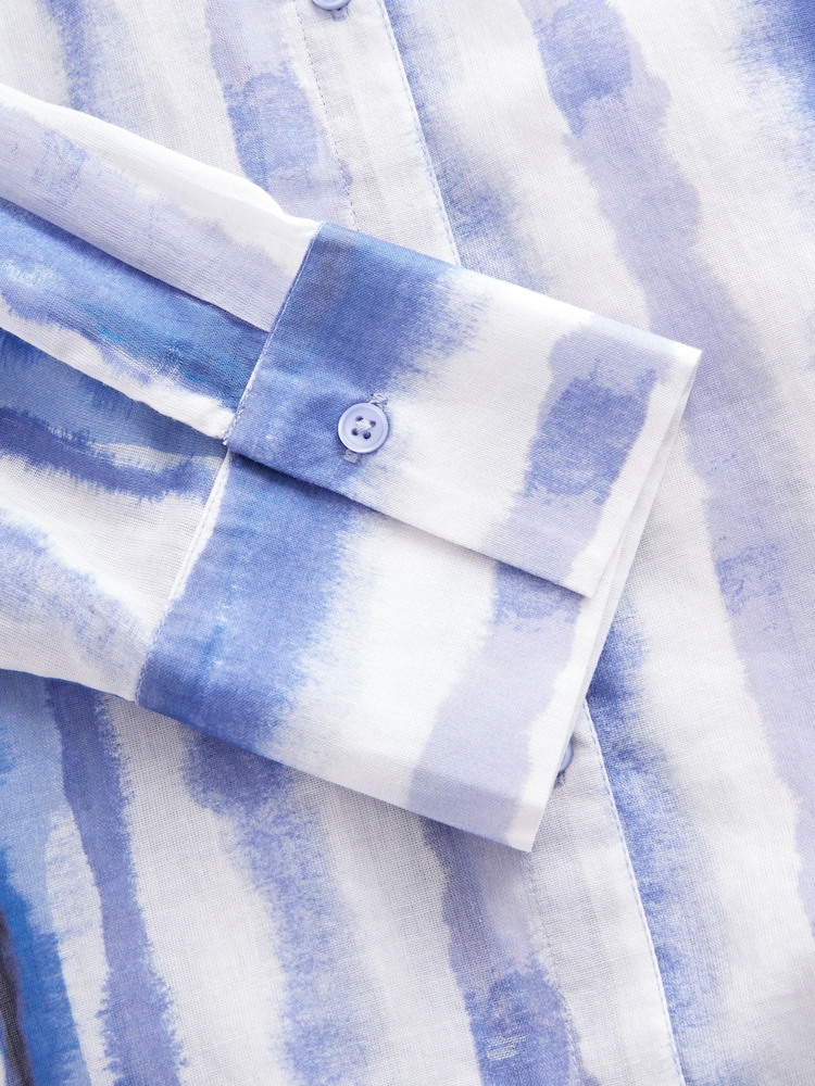 Blue Tie Dye Beach Shirt Cover-Up - Image 8 of 9
