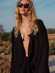 Black 100% Cotton Tie Cover-Up - Image 3 of 10